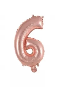 Balon foliowy mini cyfra 6 różowe złoto