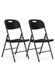 Komplet 2 krzeseł składanych zestaw cateringowy metal HDPE czarne