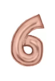 Balon foliowy cyfra 6 satynowa różowe złoto