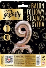 Balon foliowy stojący 9 rose gold 81cm