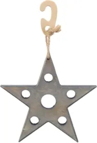 Xmas Gwiazda na przysmaki, zabawka, dla gryzoni, drewno/sizal, szara, 14 x 17 cm