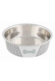 Miska ze stali nierdzewnej antypoślizgowa, o 21 cm, biało/szara