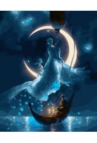 Malowanie po numerach czarne płótno - Księżycowa postać