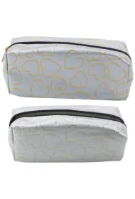 Piórnik jednokomorowy złote serca srebrny