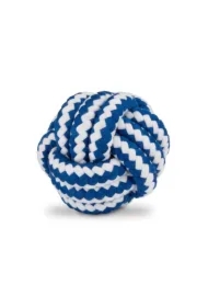 Zabawka, dla psa, sznurowa kula, biało-niebieska, 6, 5 cm