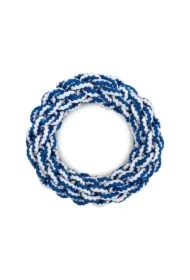 Zabawka, dla psa, pierścień ze sznurka, biało-niebieski, 17 cm