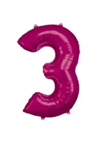 Balon foliowy cyfra 3 różowa