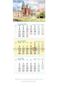 Kalendarz ścienny 2026 trójdzielny Kraków