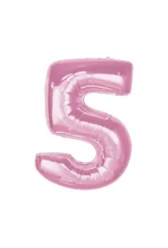 Balon foliowy cyfra 5 jasnoróżowa Smart