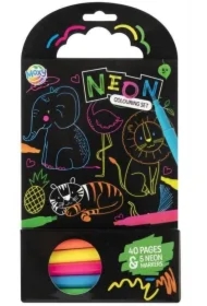 Książka do kolorowania +5 neon markerów Zwierzęta