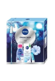 Zestaw Fresh Skin Odświeżający krem na dzień 24h nawilżenia SPF 15 + Dwufazowy płyn do demakijażu oczu + Hydro Care SPF15 pielęgnująca pomadka do ust