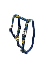 Szelki dla psa, granatowe, wzór etniczny, taśma polipropylenowa, 25mm/70-90cm