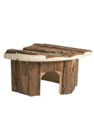 Domek narożny dla gryzoni, drewniany, 15 x 15 x 11cm