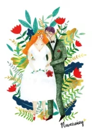 Karnet B6 HS Ślub para w kwiatach