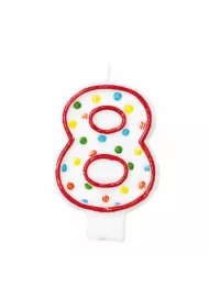 Świeczka cyferka 8 kropki 7,6cm