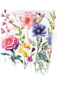 Torebka ozdobna matowa 35x37x12cm Kwiaty