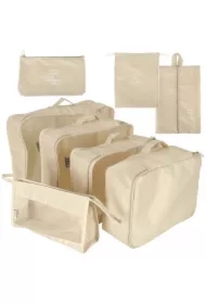 Organizery do walizki zestaw podróżny akcesoria do przechowywania ubrań torby wodoodporne kosmetyczka worek na buty beżowe