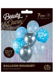 Balony B&C srebrno-niebieski Sto Lat