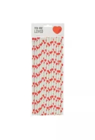 Słomki papierowe serduszka 12 szt