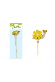Ślimak na patyku kwiatek żółty 28cm 3 szt