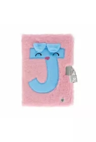 Pamiętnik pluszowy zamykany Pink J świecący