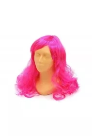 Peruka długa neonowy róż