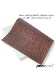 Papier ozdobny brokatowy 140g 40x60cm kawa 5ark
