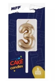 Świeczka złota balon cyfra 3