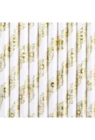 Słomki papierowe złote 19.5cm 10 szt