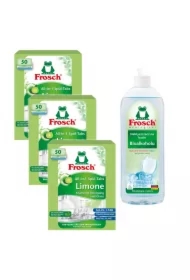 Tabletki do zmywarek All in One limonkowe + Nabłyszczacz na bazie Bioalkoholu Zestaw