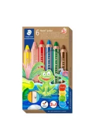 Kredki BUDDY Jumbo, w drewnianej obudowie, dla najmłodszych dzieci, 6 kolorów