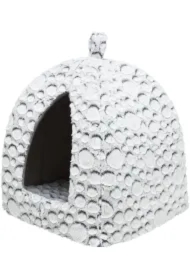 Mila, legowisko zamknięte, dla psa/kota, biało/szare, 32 x 42 x 32 cm