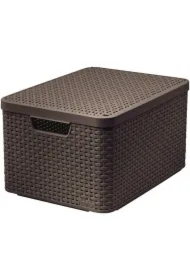 Curver koszyk L z pokrywą ciemny brąz