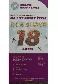 Karnet karta pokładowa 18 urodziny damskie
