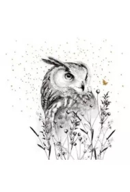 Karnet złocony kwadrat CL3817_BL Sowa