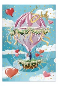 Karnet B6 ślub balon ślubny pionowy z kieszonką