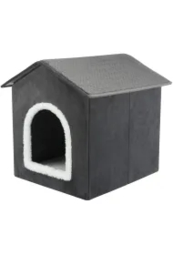 Livia, legowisko zamknięte, dla psa/kota, ciemnoszare/białe, 38 x 41 x 44 cm