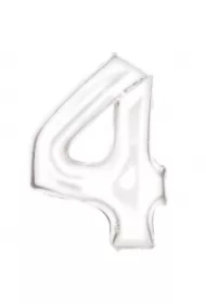 Balon foliowy cyfra 4 satynowa biała