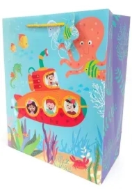 Torebka ozdobna matowa 26x32x12cm Łódź podwodna