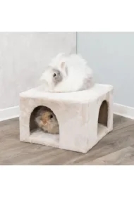 Domek dla królików i kawii domowych, plusz, 36 x 25 x 36 cm, beż