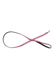 Smycz skórzana dla psa, różowy/czarny, M-L, 20mm/120cm