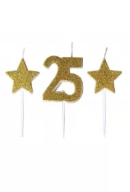 Świeczki urodzinowe 25 z gwiazdkami
