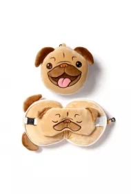 Pluszowa poduszka podróżna z opaską na oczy Relaxeazzz - Mops