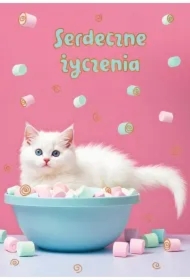 Kartka okolicznościowa W dniu urodzin kot