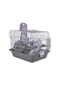 Klatka dla gryzoni, do czasowego pobytu 35,5x26,6x27,5 cm, biało/szara