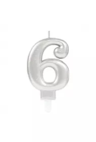 Świeczka cyferka 6 Sparkling Celebrations srebrna