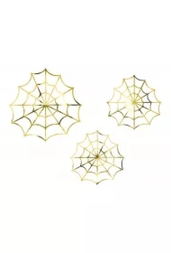 Dekoracje papierowe Pajęczyny złoty 3 szt