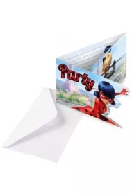 Zaproszenia z kopertami Miraculous 8 szt