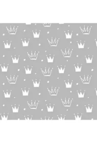 Tkanina bawełniana Szara Białe Korony