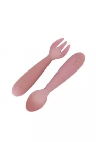 Komplet silikonowych sztućców Mini Utensils pastelowy róż